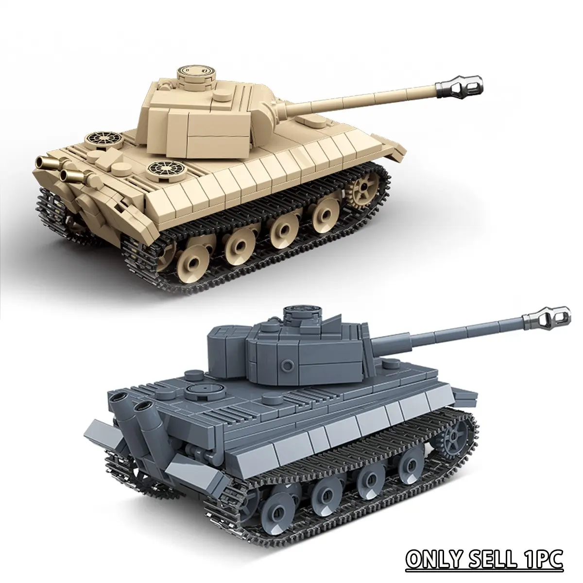 Military tank building block model set, Building Block Sets, Diy collectible model, Tiger tank and Panther tank tracked armored vehicle assembly models, an ideal collectible for military enthusiasts, great as a birthday gift for Halloween, made from ABS