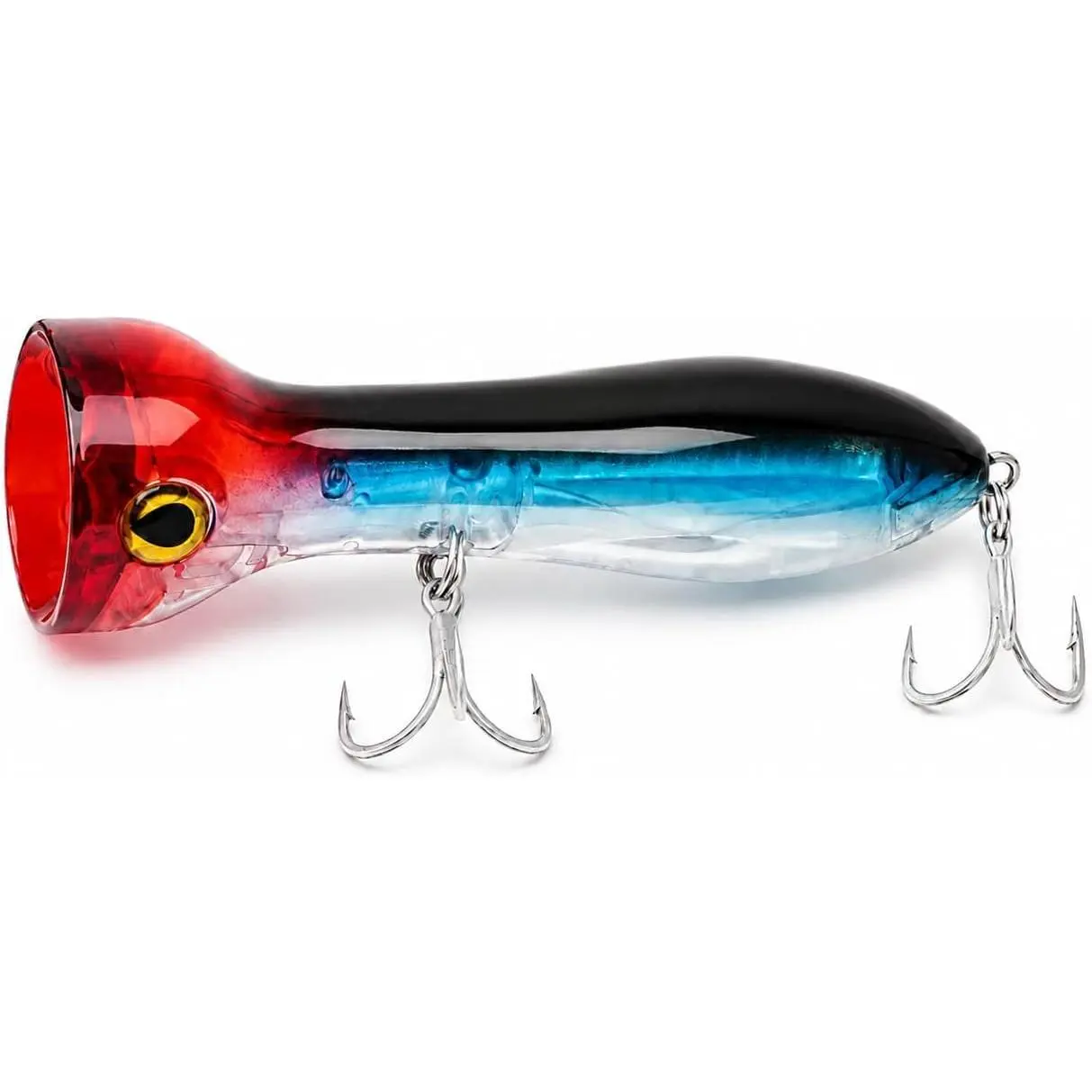 Topwater Popper Fishing Lure, 120mm 4.7in Floating Saltwater Surface  with BKK 3X  #1 Treble Hooks and Split Rings, Long Casting Hard Lure for Striped Bass Tuna Bluefish Inshore Fishing
