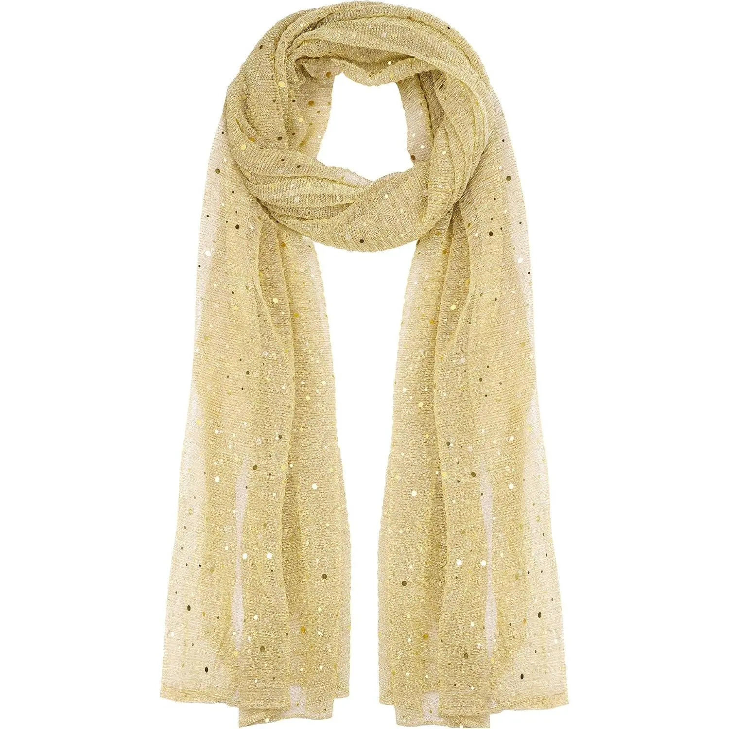 Women's Sequin Embroidery Modern Large-Size Long Scarf, Summer Silk Mesh Sheer Beach Glitter Shawl Wrap Hijab for Evening Dresses, Evenings Use, Synthetic, Loose Fit Shawl, Neck Scarves, 67" X 28.7"