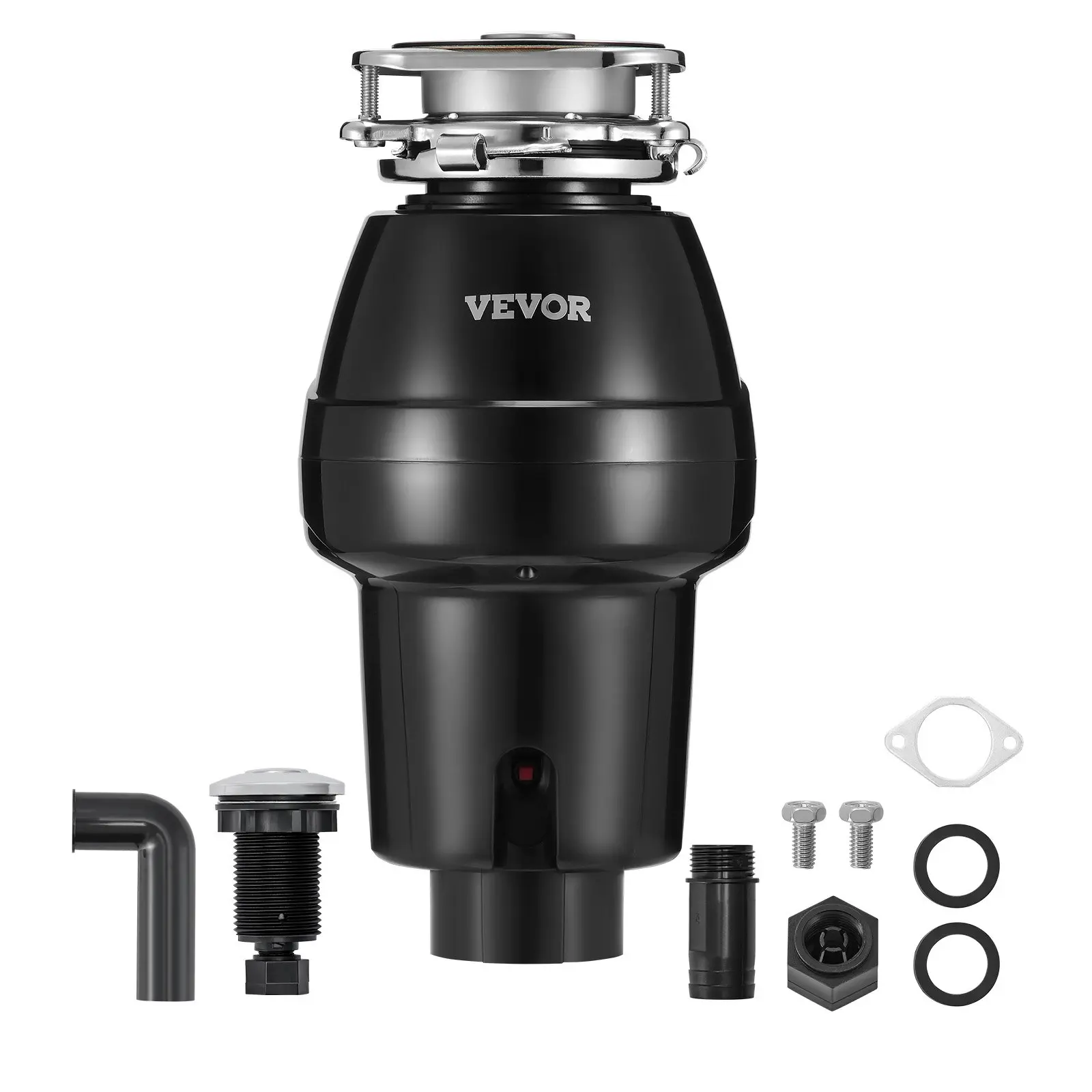 VEVOR Garbage Disposal, 1/2 HP 3450RPM Continuous Feed Food Waste Disposer, 3-Bolt Mount Food Waste Grinding System with Sound Reduction, Power Cord & Splash Guard for Kitchen Sinks
