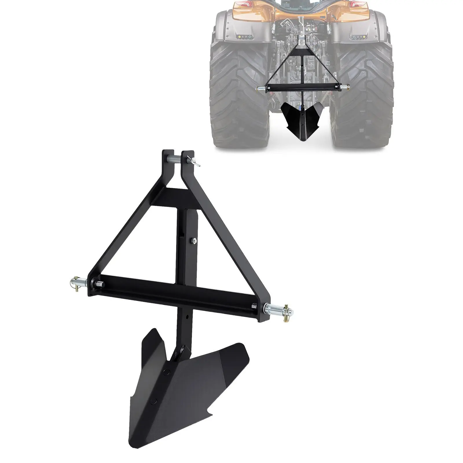 Garvee Heavy Duty Adjustable Middle Buster Plow with Plow Blade - Fits Category 1, 3-Point Quick Tractor Hitch Tractors - Powder-Coated Steel Subsoiler for Furrowing, Soil Prep