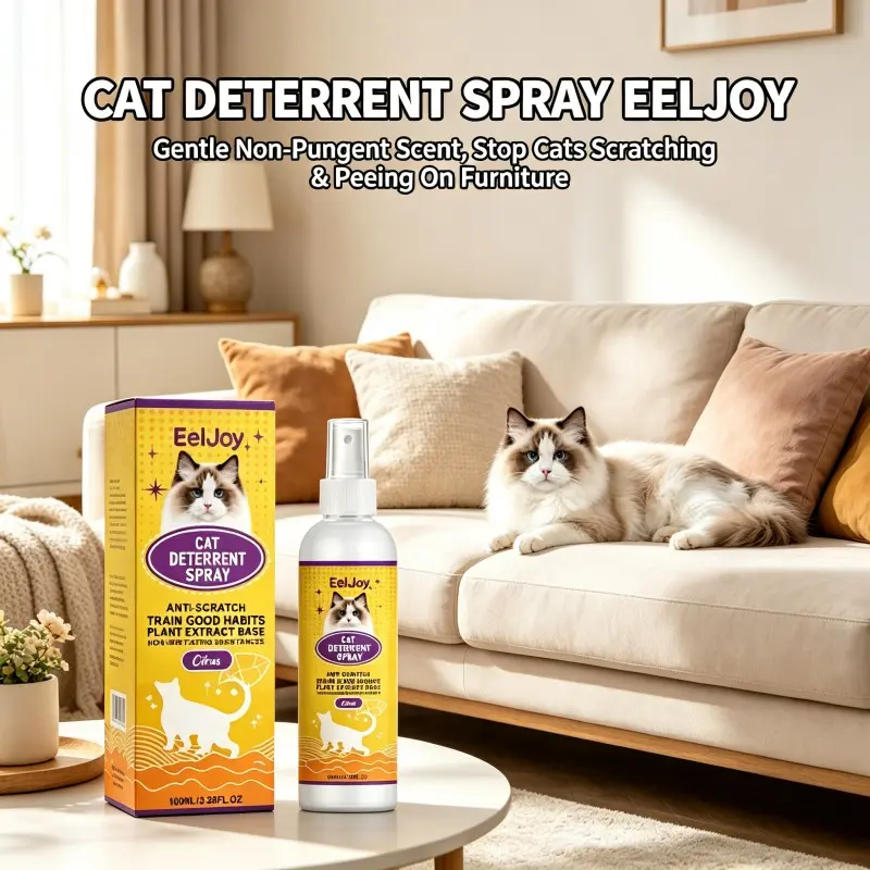 EELJOY Cat Deterrent Spray, Anti Scratch & Anti Urine Training Spray, Gentle Scent, Prevent Cats Damaging Furniture, Safe for Indoor & Outdoor Use Supplies