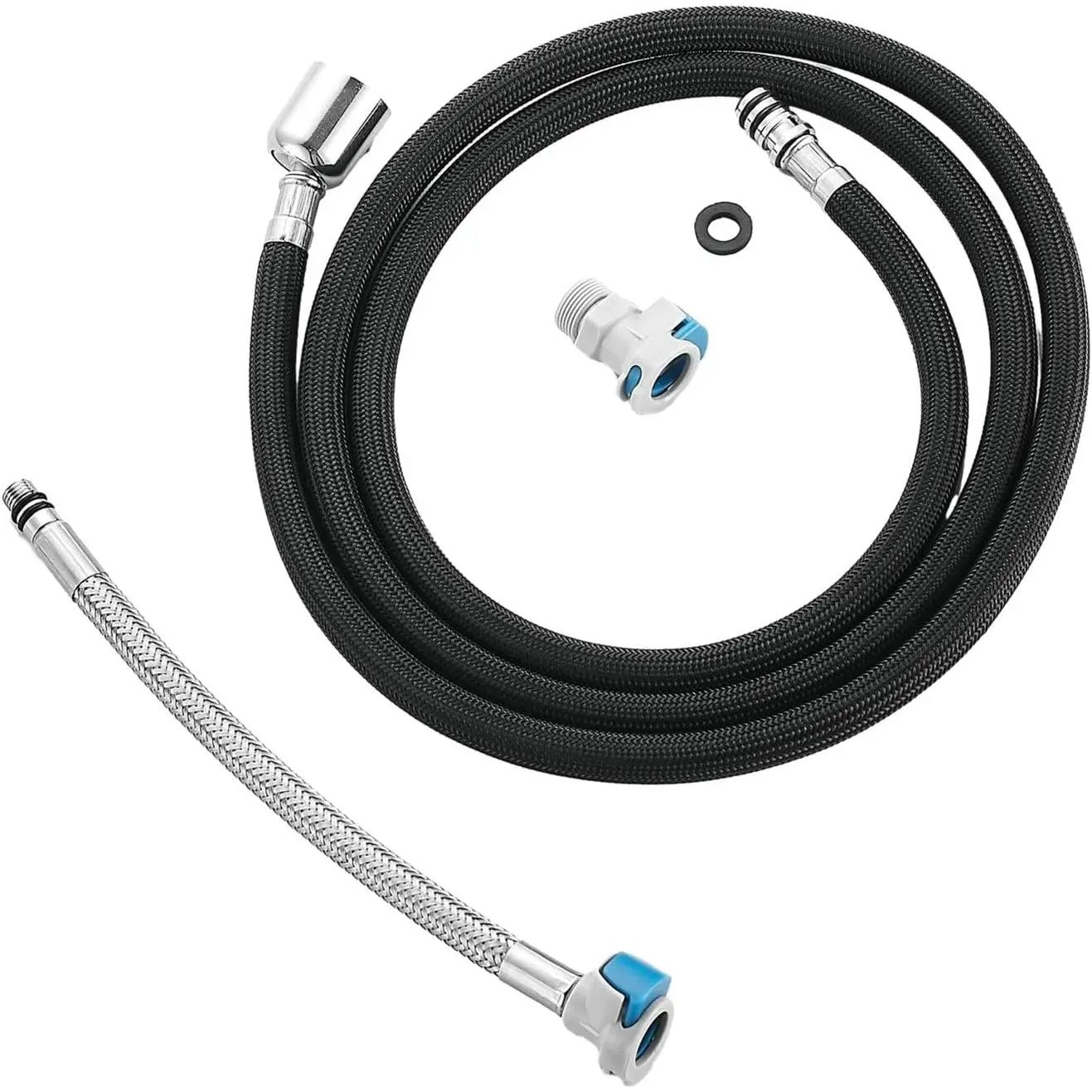 Pull Down Kitchen Faucet Hose Replacement, M15*1MM X G1/2, 360 Rotatable with Quick Connect, 59-Inch Pluggable Nylon Hose, Universal Kitchen Faucet Replacement Parts