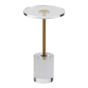 VEVOR Clear Acrylic End Table, Acrylic Side Table with a Solid Base, 11.9x 11.9 inch Round Tabletop, 21.4 inch High, for Coffee, Drink, Food, Snack used in Living Room, Bedroom, and Study