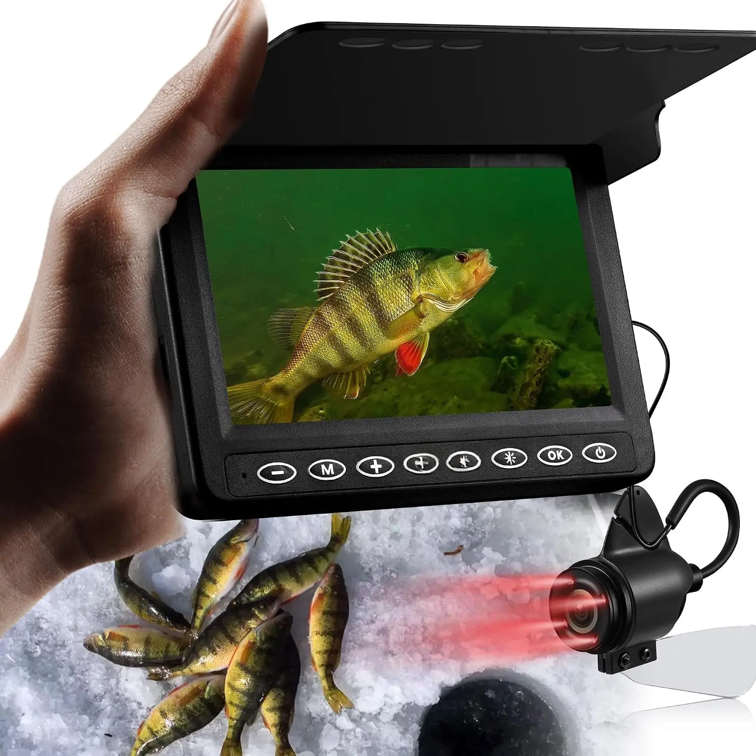 [® 2026 Upgrade] Underwater Fishing Camera -4.3'' Ice Fishing Camera Underwater(NO Need Learn), 1000TVL, Ice Fish  for Men, Ice Fish Finder for Boat Fish w/IR/USB-C/5,000mAh/65ft
