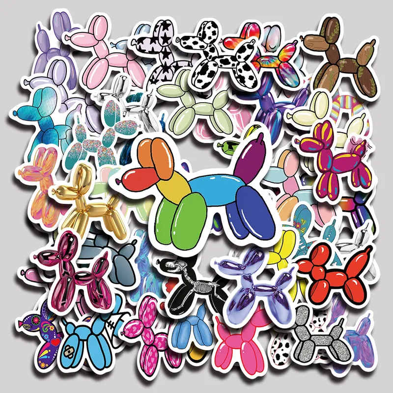 55PCS Rainbow Balloon Dog Aesthetic Vinyl Decorative Stickers Pack for Laptop Water Bottle Phone Case Skateboard Journal Scrapbook DIY Decoration