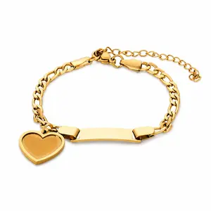 Personalized Photo Heart Tag Bracelet for Kids, Stainless Steel Cuban Chain ID Bracelet, Custom Name Engraved Wrist Jewelry, Cute Memory Bracelet for Boys Girls, Birthday, Graduation, Family, Holiday Gift for Son, Daughter, Grandkids