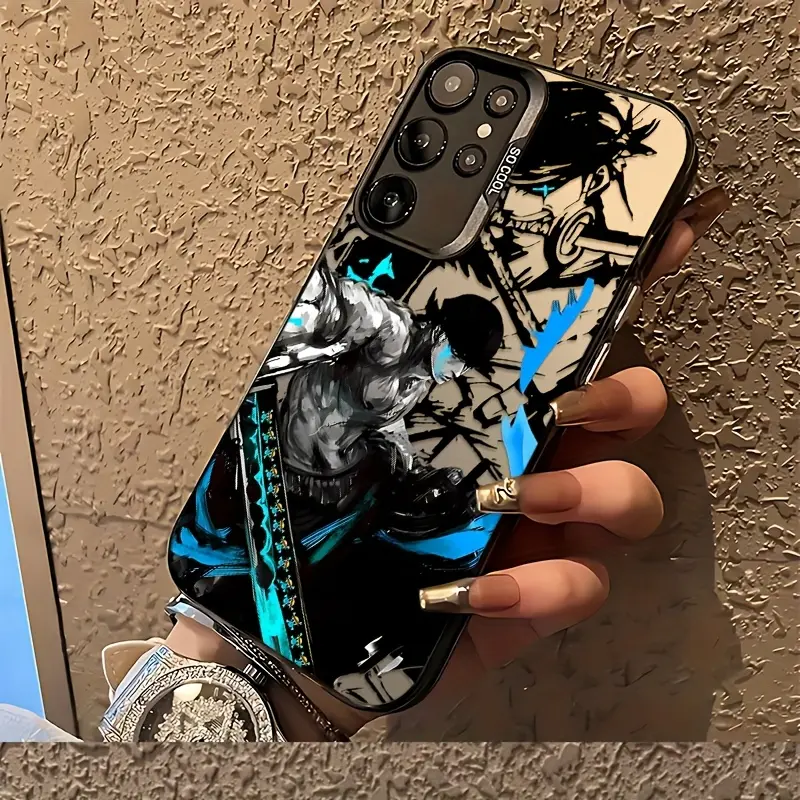 The Phone Case Featuring The Cool Anime Character Zoro Is Compatible with Samsung Galaxy S25, S24, S23, S22, S21, S20 FE Ultra Plus 4G And 5GFor iPhone 17 Pro MAX Air 16 15 14 13 12 11 Pro MAX, And It Has a Matte Anti-Drop Back Cover.