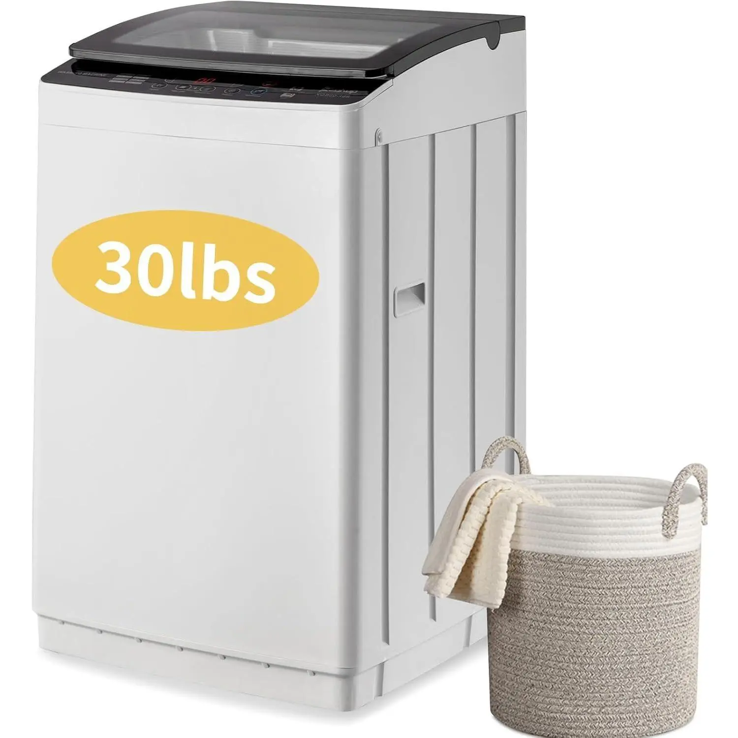 Winado Full Automatic 2-in-1 Washer and Dryer Household Appliances - 30Lbs Capacity, Tempered Glass Lid, Drain Pump, 8 Wash Programs, 5 Water Levels, Portable for Apartments, RV, Washing Machine