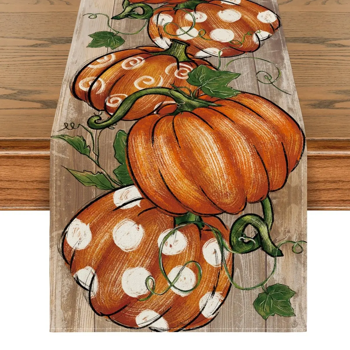 Pumpkins Golden Maple Leaves Fall Table Runner, Autumn Thanksgiving Fall Decorations for Home, Harvest Festival Seasonal Holiday Festive Farmhouse Decorations and Supplies for Home Kitchen Dining Room Table Thanksgiving Home Decor