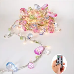 Battery Operated Fairy String Lights, Acrylic Gems Jewels String Lights with Remote 8 Modes Timer Function,30 Warm White LED Battery Powered Fairy Lights for Bedroom Party Decorfidget toys