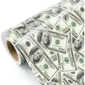 WRAPAHOLIC Money Wrapping Paper Roll - Mini Roll - 17 Inch x 16.5 Feet - Dollar Bills Funny Wrapping Paper Perfect for Men Women Adult, Birthday