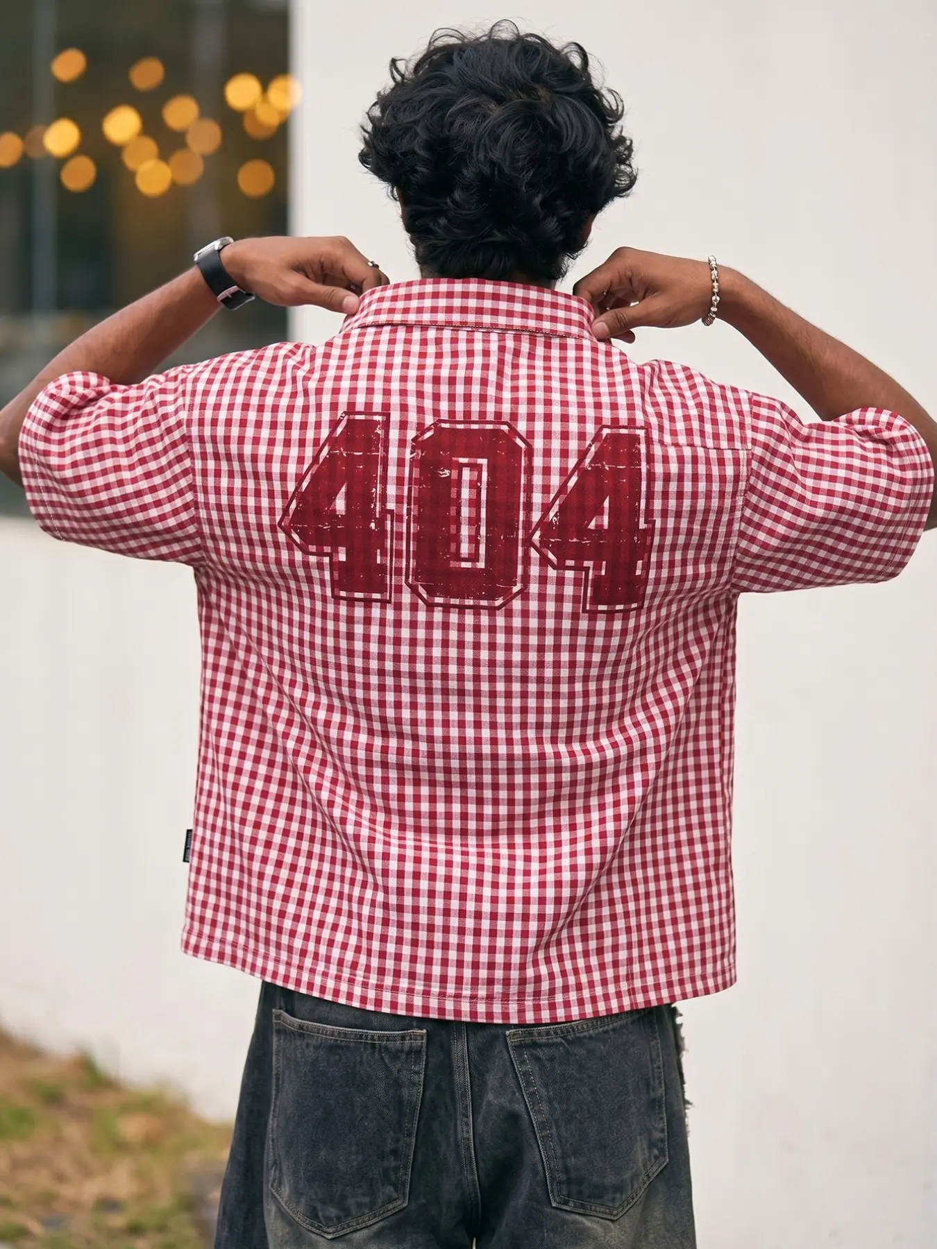 Men's Letter & Number Print Gingham Checkered Short Sleeve Shirt | Regular Fit Soft Comfy Vintage Streetwear Top | Summer Casual Daily Wear Shirt for Men