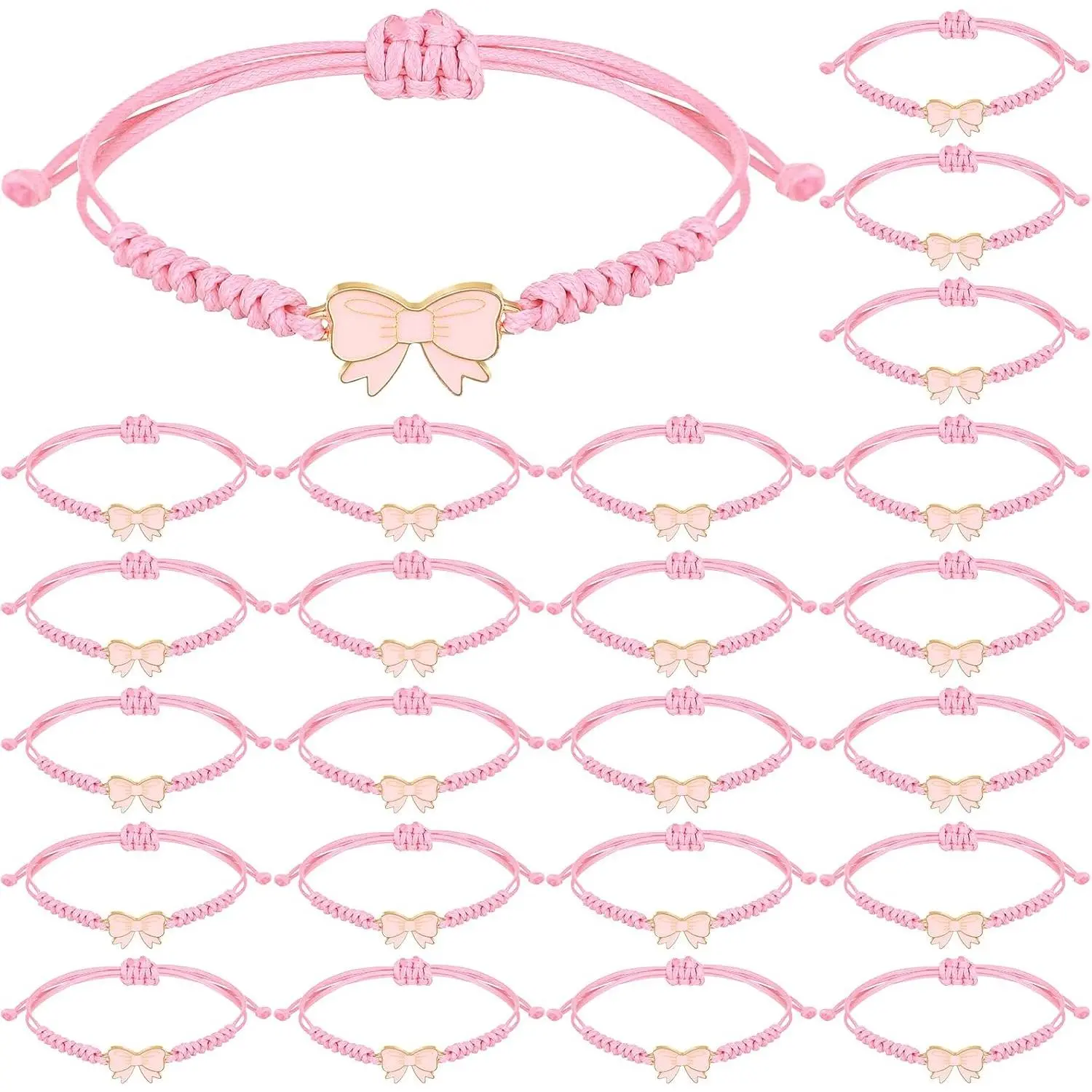 12 count / 24 count  Gifts Bulk  Bow Bracelets Friendship Cheerleader Team Gifts Bow Party Favorsfor Teen Girl Women   Team Bracelet Adjustable String Rope Braided