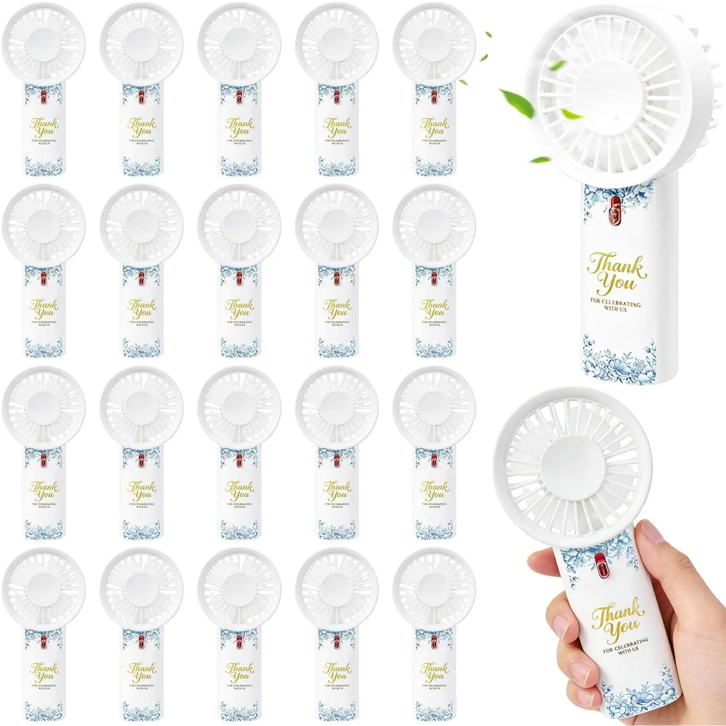 Portable Electric Wedding Fans Bulk Mini Portable Fan 20 count  Handheld Fans Small Personal Cooling for Summer Outdoor Party Wedding Favors Pocket Fan for Travel Beach ( Not Include)