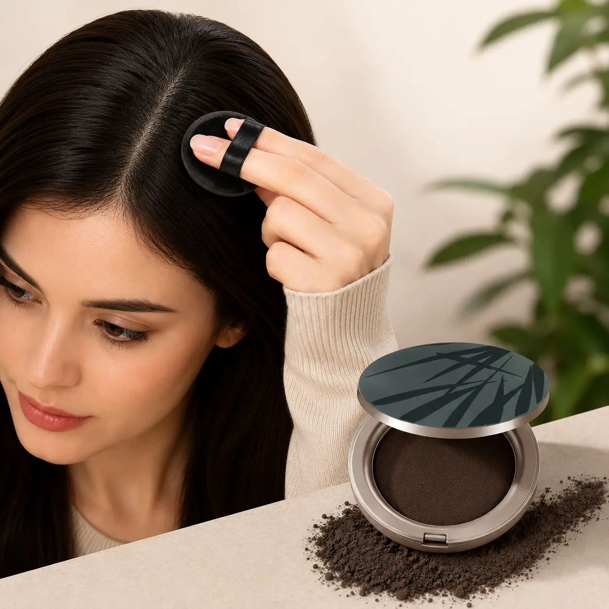 Hairline Powder for Gray Hair, Grey Hair Coverage Touch Up, Root Touch Up Powder, Hair Touch Up For Roots, Instant Root Concealer, Fills Hairline & Thinning Hair, Natural Hair Shadow with Mirror & Puff, Compact for Women & Men