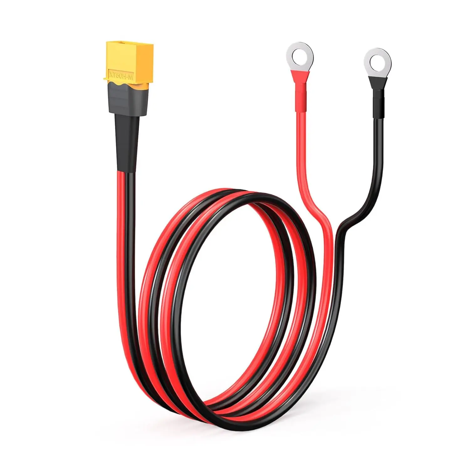 XT60 to O Ring Terminal Cable, 10AWG XT60 Male to O Ring Connector Cable with Tinned Pure Wire for RC Battery Solar Portable Power Power Station and Solar Panel(2FT)