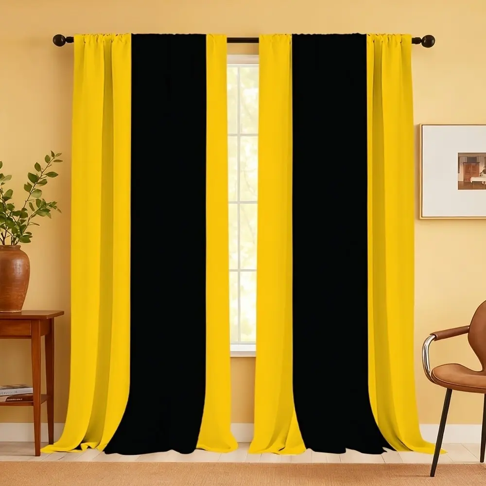2-Piece Printed Curtain Set, Striped Design, Elegant Room Window Curtains for Living Room and Bedroom Decor