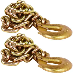 35" Trailer Safety Chain 2 Pack, Grade 70 Heavy Duty G70 Towing Chain with 5/16" Clevis Snap Hooks, 18,800 lbs Break Strength for RV, Boat Trailer and Dump Trailer, Yellow Zinc Plated