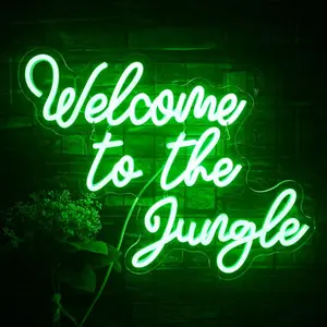 Welcome to the Jungle Neon Light Sign, LED Letter Sign for Wall Decor, USB Powered, Garden Home Entrance Porch Party Gift