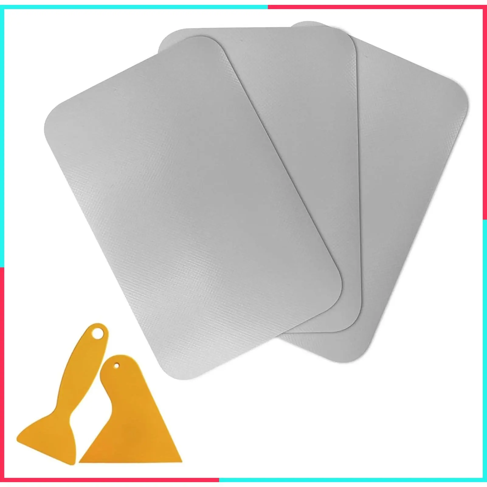 Inflatable Boat Repair Patches, 3 Pcs Waterproof PVC Set for Rafts, Kayaks, Canoes, Gray