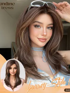 18 Inch Ombre High Temperature Fiber Long Straight Hair Wig, Full Head Set, Natural Look, Suitable for Women, Versatile Style, Silky Straight Wig, Synthetic Material Wigs, Synthetic Smooth Wig