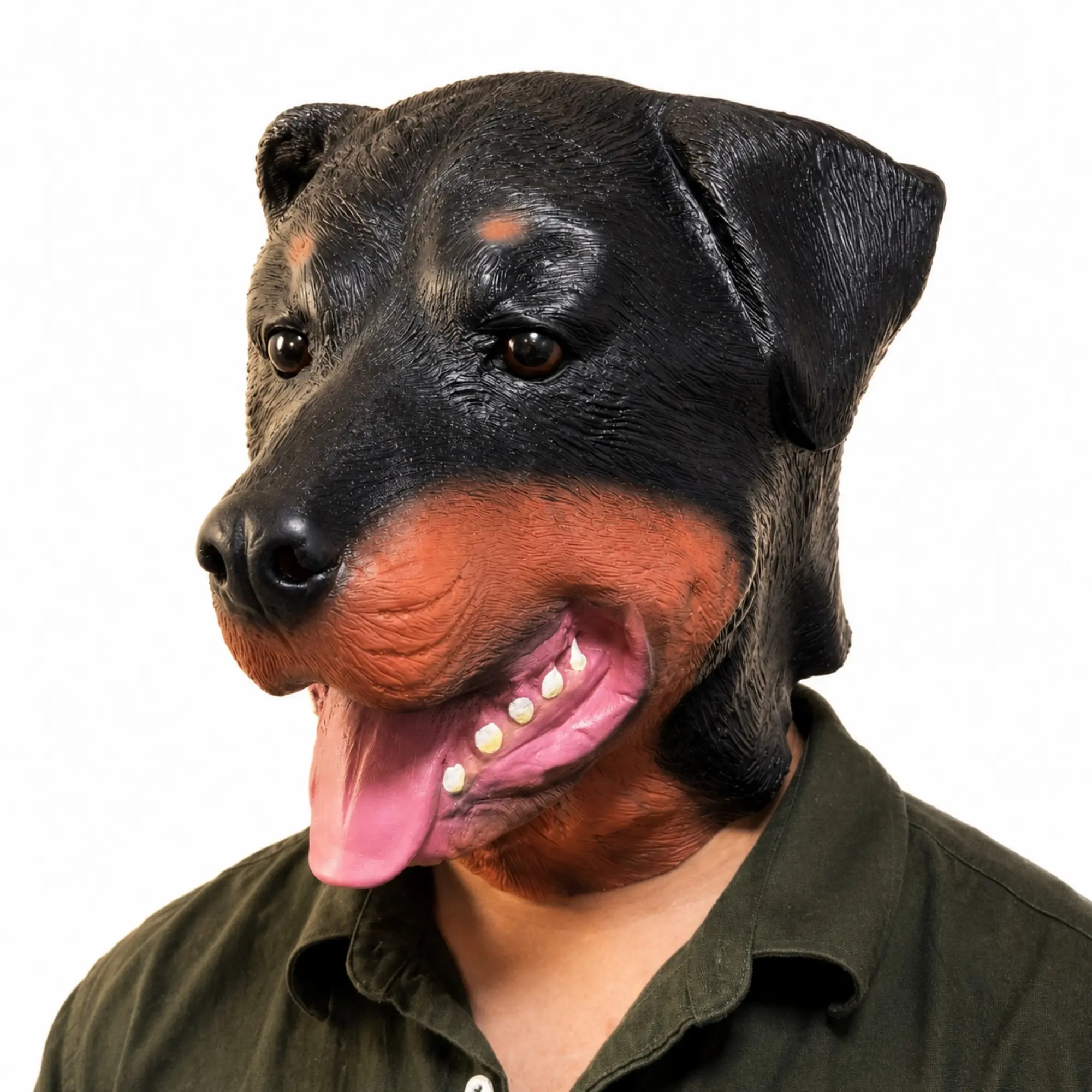 Funny Rottweiler Dog Latex Mask for Adults, Realistic Animal Head Cover, Novelty Gag Prop Gift for Halloween, Cosplay & Theme Party
