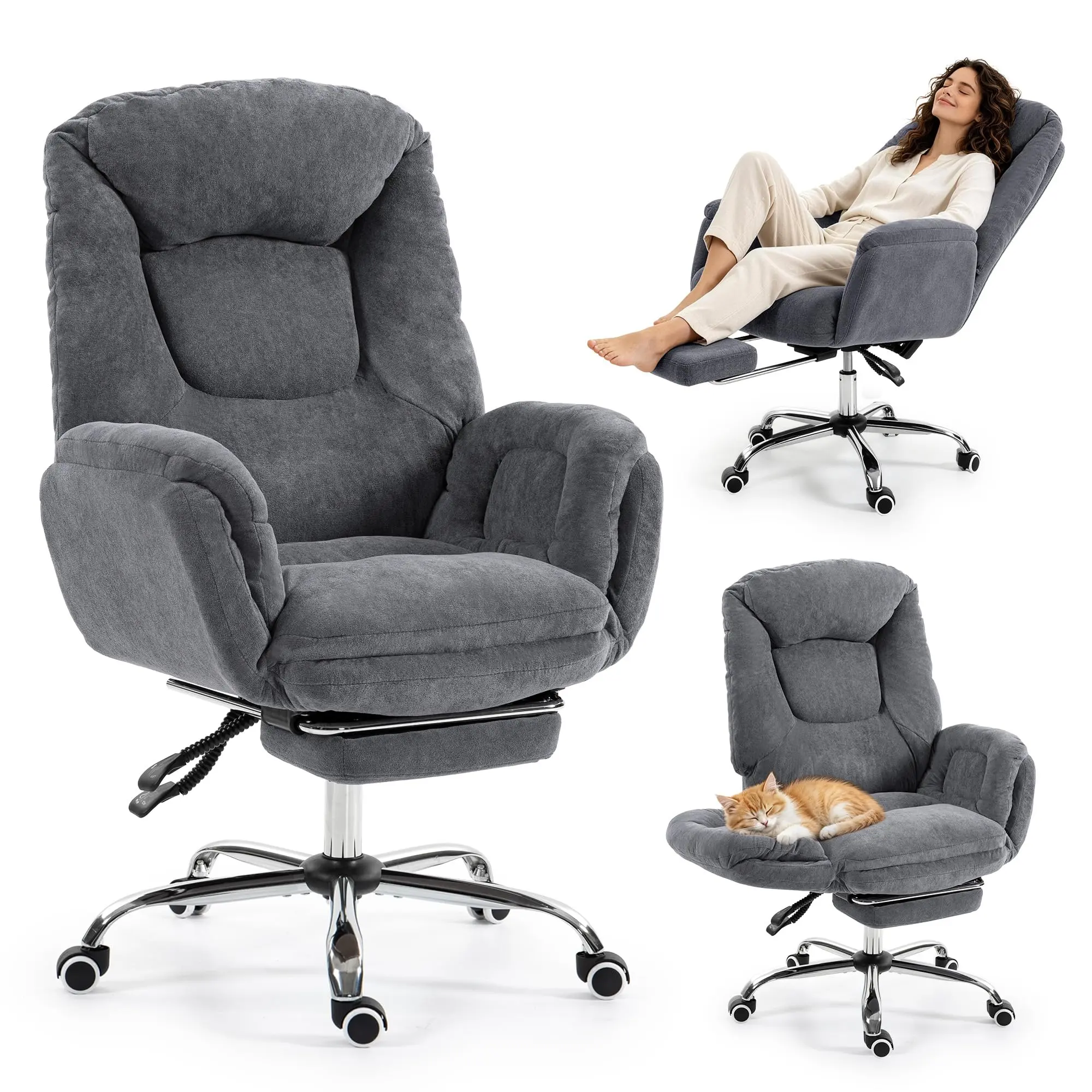 Garvee Criss Cross Ergonomic Big and Tall Executive Office Chair with Footrest, High Back, 3-Level Adjustable Armrests, and Wheels, Suitable for Home Office and Gaming in Multiple Colors