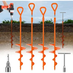 18''/30" Long Ground Anchor, Heavy Duty Earth Anchors Ground Anchors Screw in Kit with T-Handle Hex Wrench for Camping Tent, Swing Sets, Securing Animals, Sheds, Trampoline