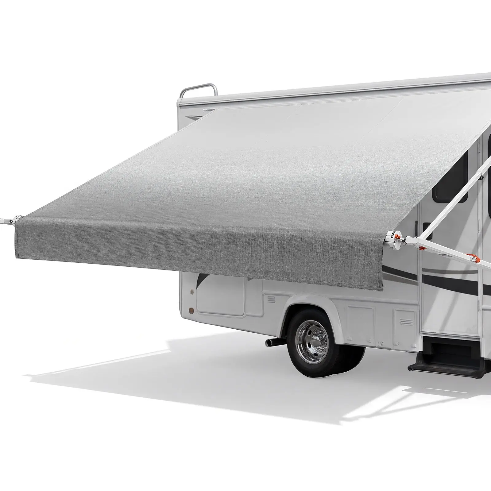 【DealsForYouDays】VEVOR Manual RV Awning Complete Kit, 10.12FT Retractable RV Awning with Aluminum Alloy Frame & Waterproof PVC Fabric, Outdoor Camping Trailer Awnings Fit Most RVs (10FT Type, Gradient Gray)