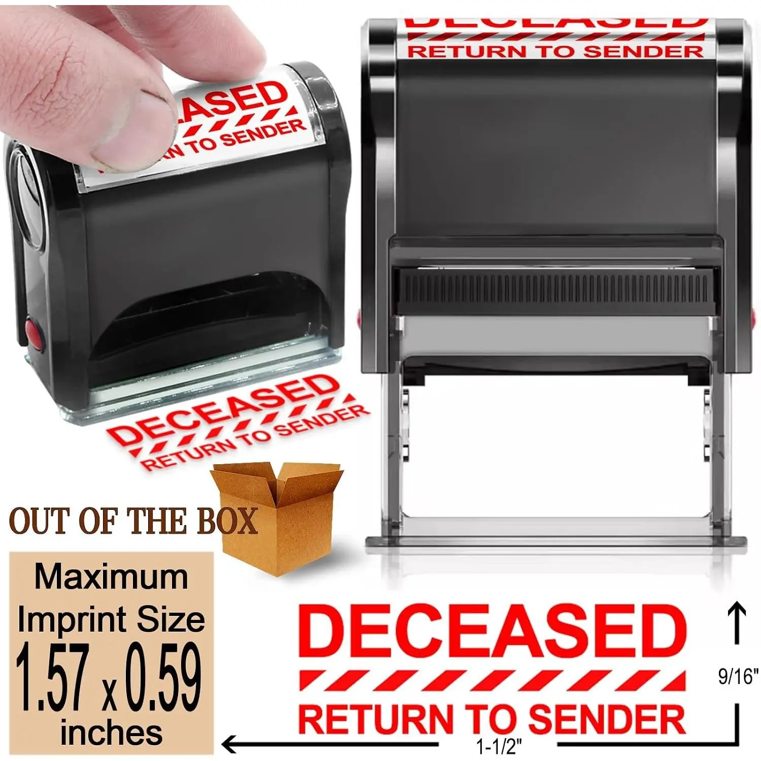 Custom Personalized Deceased Return to Sender Self-Inking Stamp for Office Business Supplies, Red