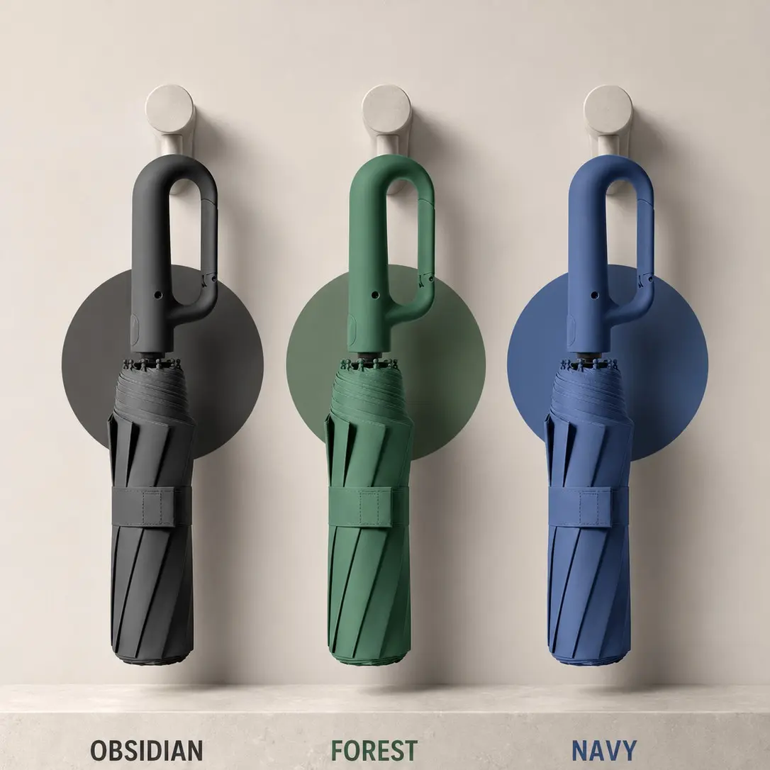 Foldable Automatic Umbrella, 1 Count 8 Ribs Compact UV Umbrella with Buckle, Travel Portable Umbrella for Outdoor Travel