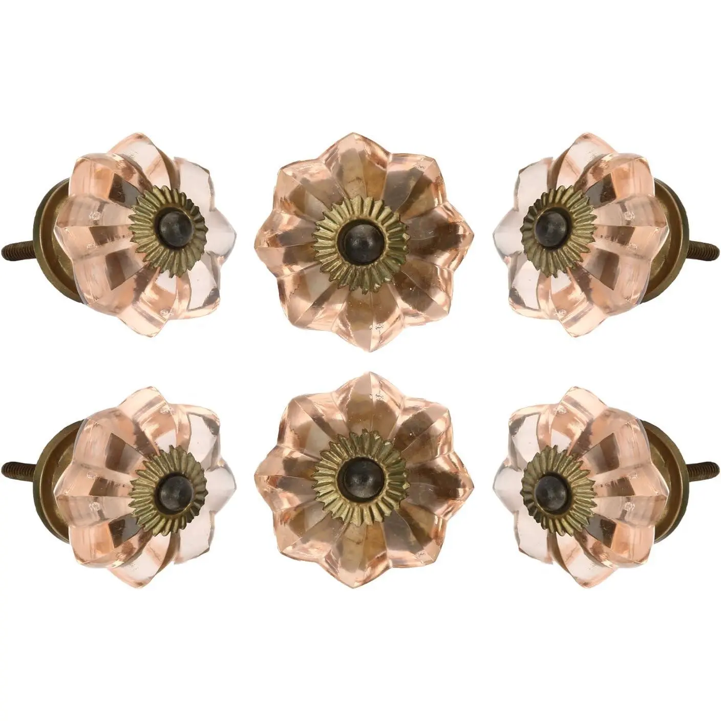 Melon Small (Antique) Round Pack of 6 Flower Style Interior Exterior Passage Kitchen Cabinets Knobs Antique Drawer Knobs  for Closet Hallway Doors Bedrooms Bathroom