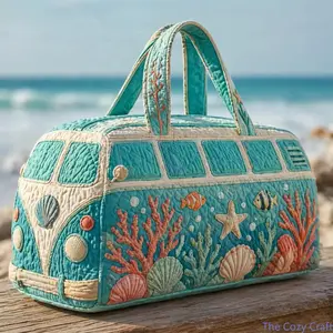 3D Printed Ocean-Themed Large Capacity Casual Travel Bag, Shell Starfish Coral Pattern Beach Duffel Bag, Weekender Carryall for Cruise & Road Trips