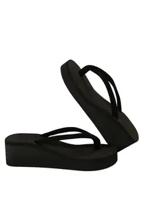 Women's Platform Wedge Flip Flops, Soft PU Thong Sandals with Mid High Heel, Casual Slip On Summer Beach Slippers for Daily Walking Vacation Pool Party Indoor Outdoor