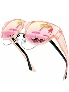 EunoiaLens Polarized Fit-Over Prescription Sunglasses, Oversized Square Full-Rim Plastic Frames, UV400 Protection, Glare-Reducing Trendy Stylish Women's Polarized Glasses, Unisex Fashion Accessory, Single Pair summerwins