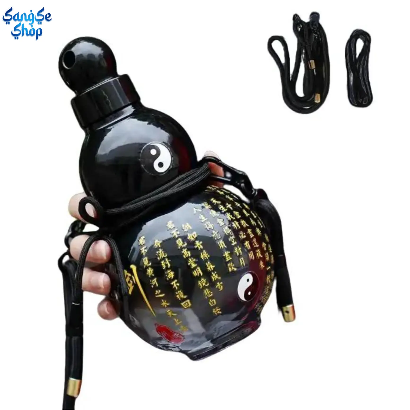 32oz/1000ML Gourd Water Bottle with 3D Stickers, Leakproof Large-Capacity Water Jug with Straw Lid & Carry Strap, Reusable BPA-Free Sports Water Bottle for Gym, Hiking, Travel, School & Daily Hydration