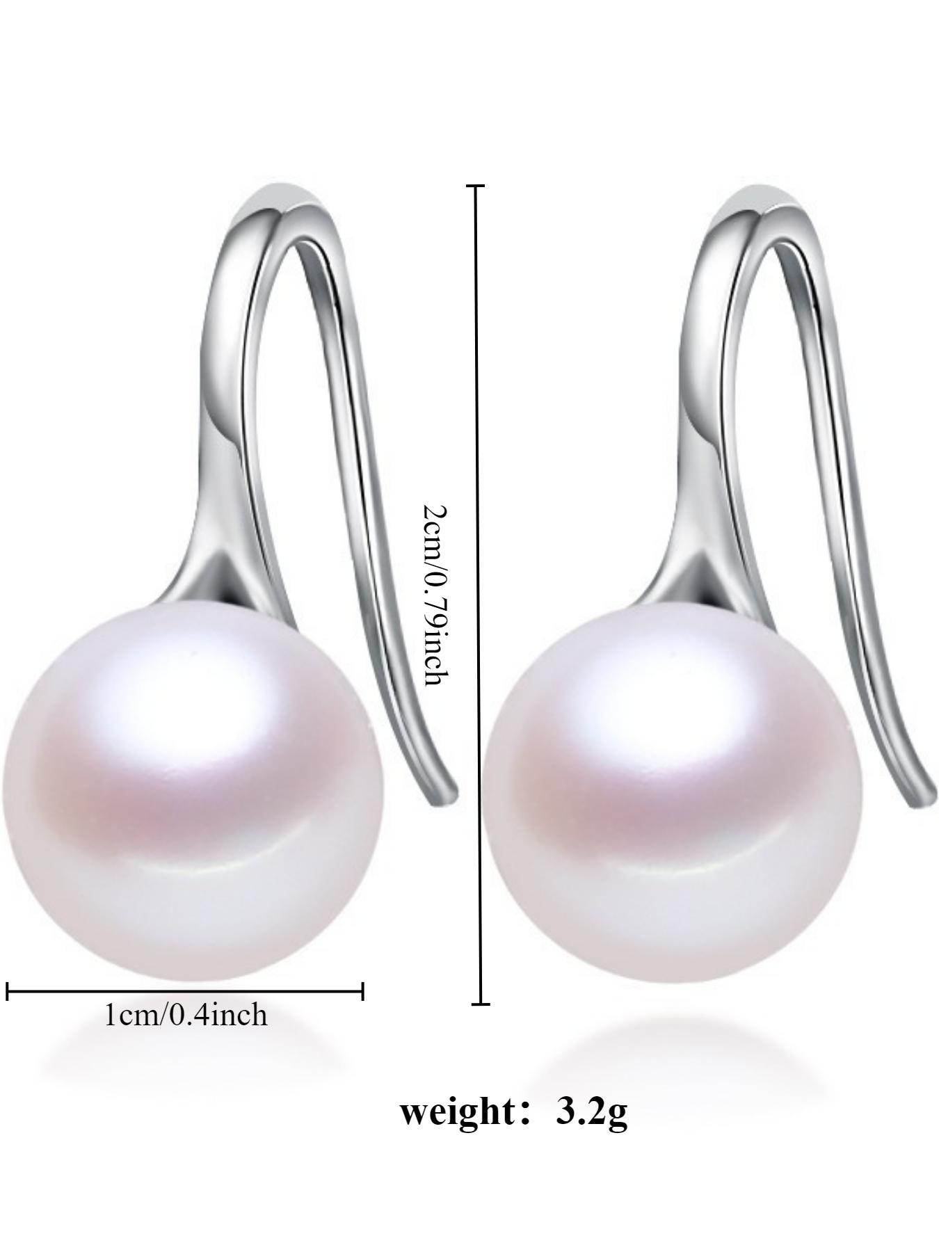 925 Sterling Silver Faux Pearl Decorated Dangle Earrings, Elegant Simple Style Earrings for Women, Trendy Female Gift, Perfect for Sensitive Ears, Elegant Minimalist Earrings