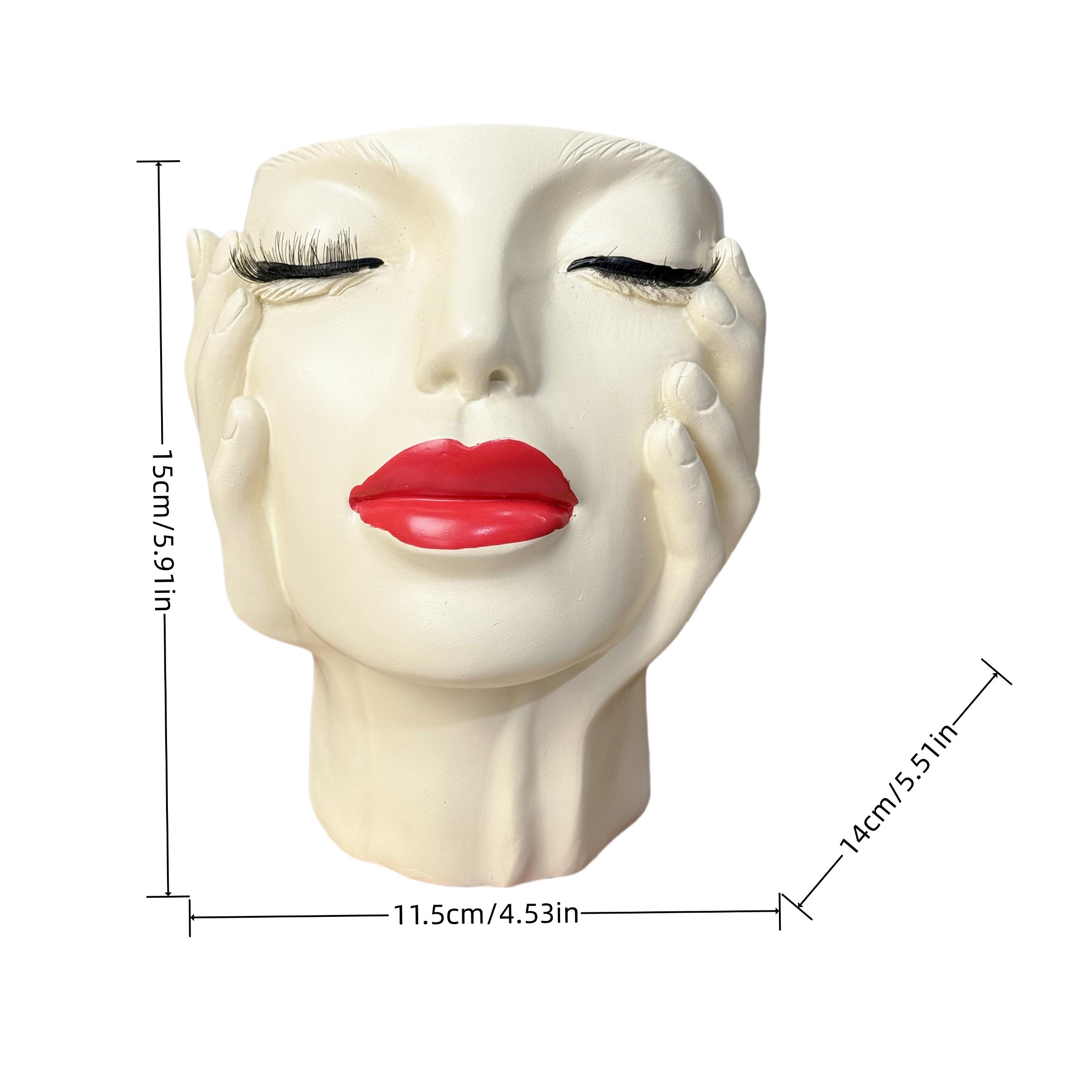 1pc artistic face-shaped flower pot, Planter Pots, makeup brush bucket, a highly designed and practical Decorative garden and courtyard home decoration item, the top choice for soft furnishings, a desktop beauty tool storage