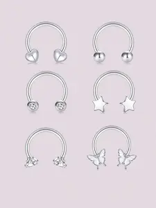 16G Surgical Steel Septum Rings For Women Men Horseshoe Septum Nose Rings Hoops CZ Cartilage Helix Earrings Hoop Star Heart Butterfly Septum Piercing Jewelry, Side Labret Jewelry Body Piercings Set Rhinestone Nose Ring