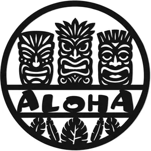 LumDecor Black Metal Summer Hawaii Aloha Wall Art Decor, Tiki Bar Wall Sign Decoration, Tropical Hawaii Wall Art for Home Patio Living Room Bedroom Kitchen, Hawaiian Home Decor Gift for Woman