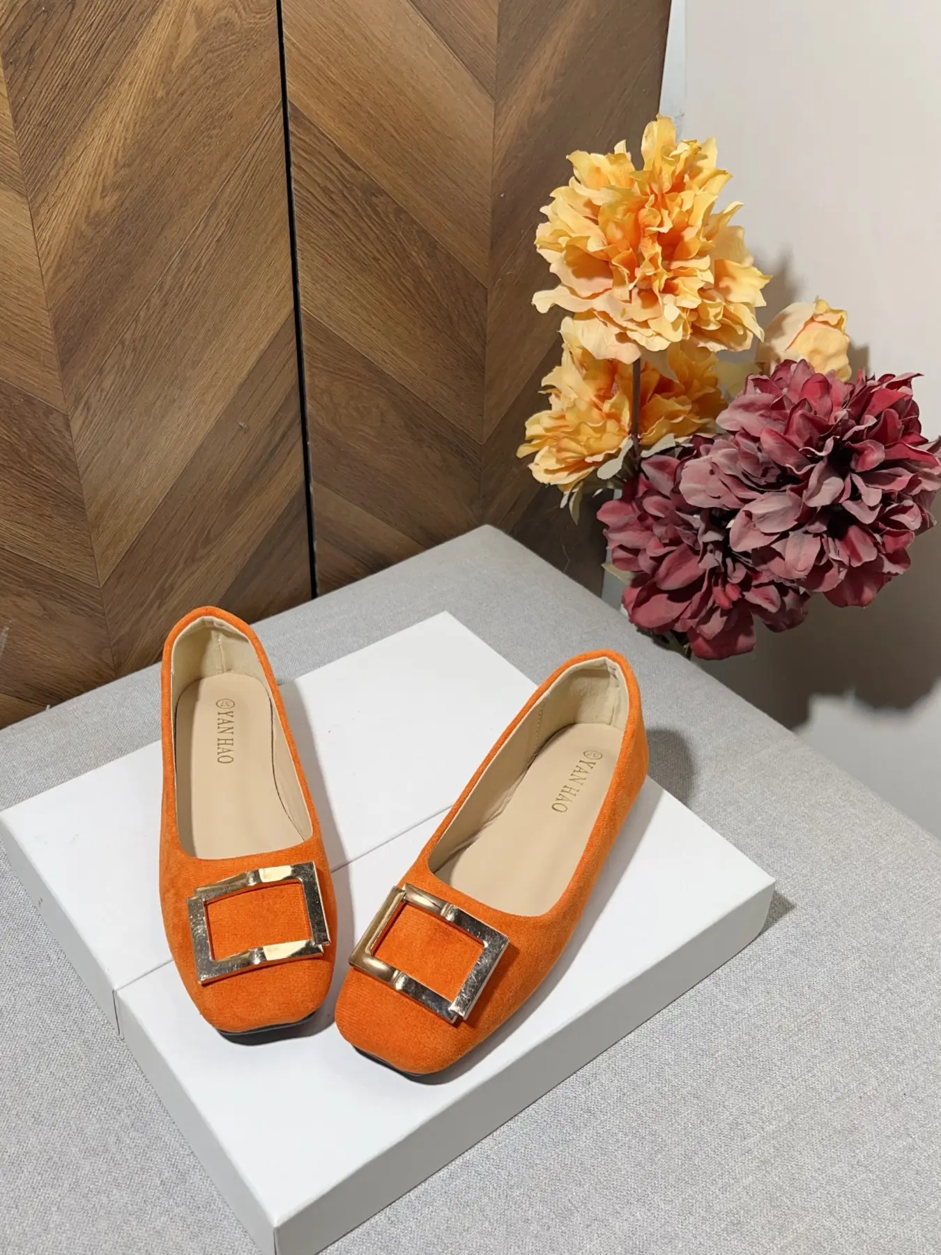 Women's Square Toe Flat Shoes, Textile Upper, Rubber Sole, Casual Style, All Seasons, Comfortable and Stylish, Multiple Colors Available