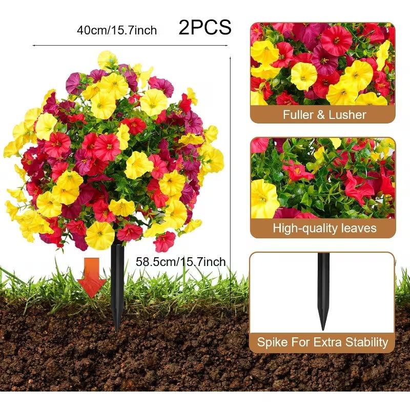 Artificial Flower Trumpet Flower With Ground Stake For Garden Decoration, Eucalyptus Artificial Flower Decoration, Artificial Green Plant, Suitable For Garden, Courtyard, And Outdoor Decoration