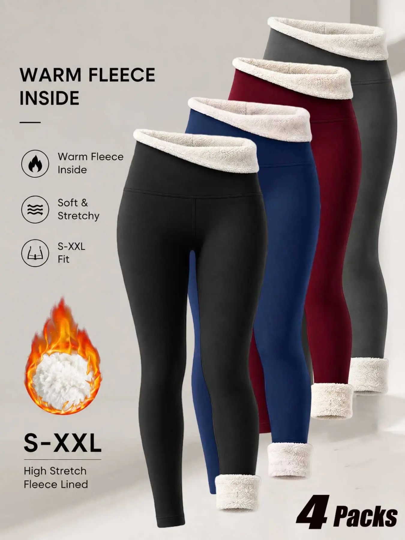 Women’s Thermal Fleece Leggings High Waisted Warm Stretch Fit Skinny Pants Clothing for Autumn Winter