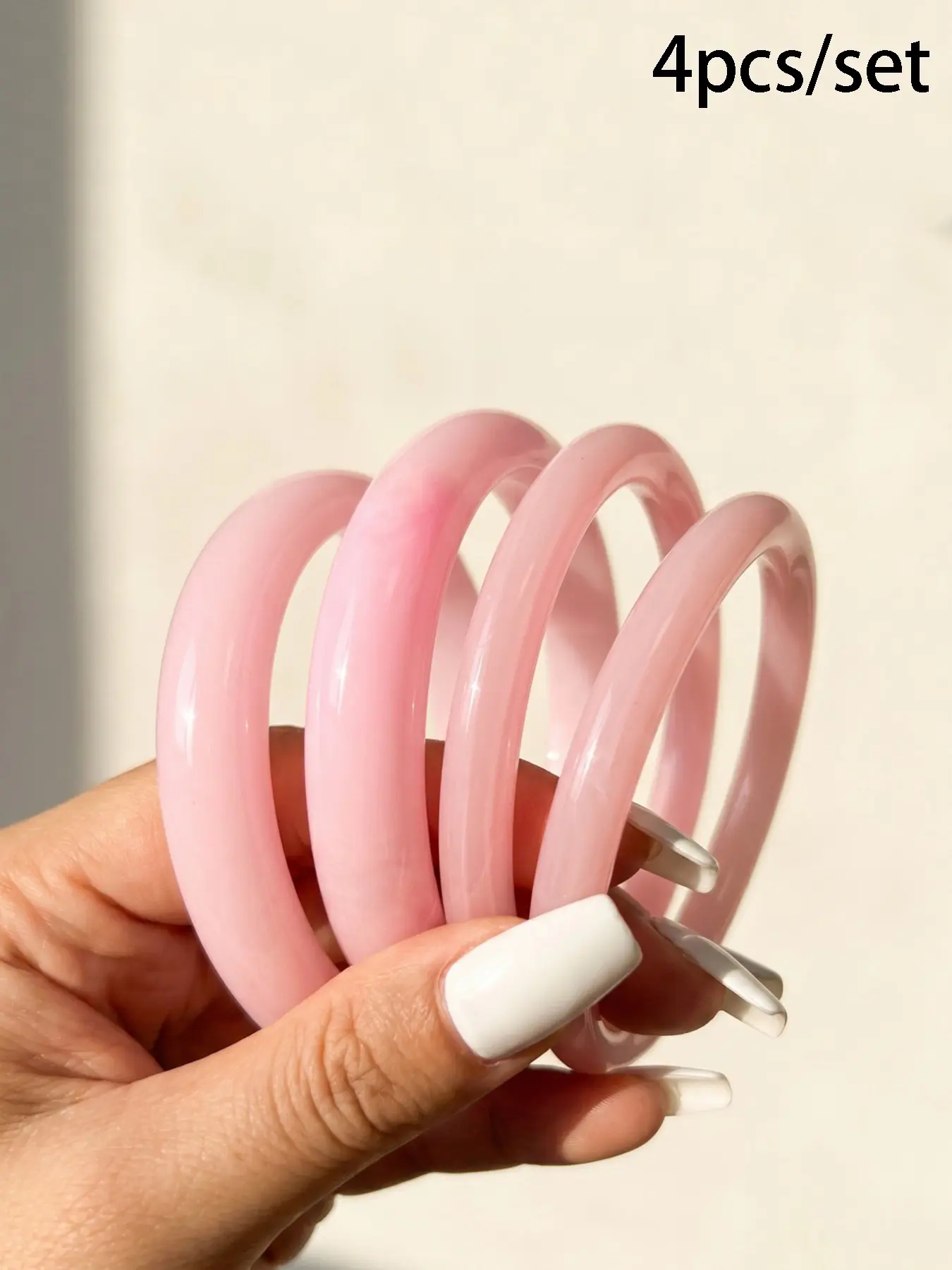 4pcs Boho Style Geometric Design Resin Bangle Bracelets, Stacking Bangle Bracelet, Fashionable Layered Hand Jewelry, Perfect for Daily Wear and Gift Giving, Elegant and Versatile Accessories