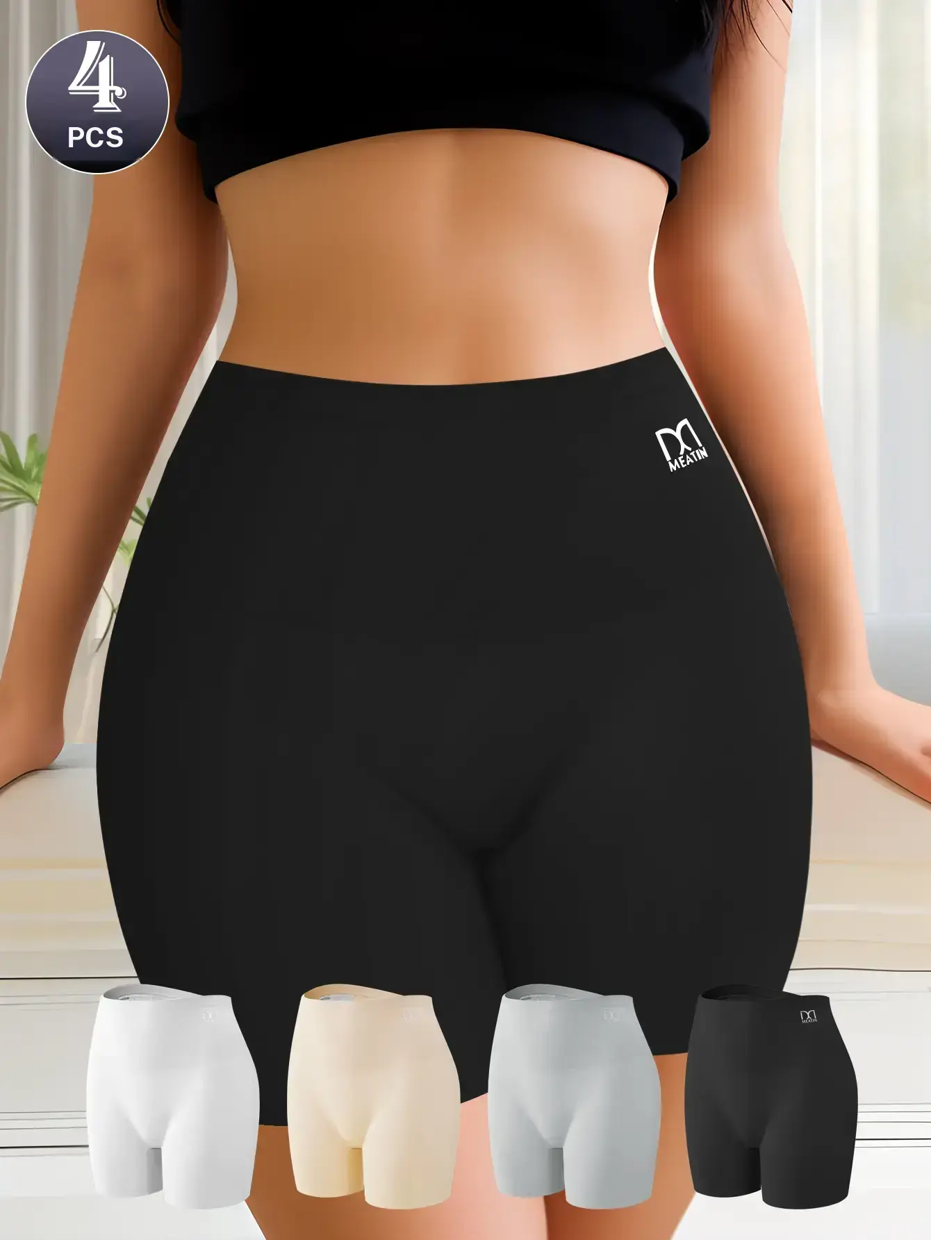 QUASTI 4 Solid Colors Ice Silk Panties for Ladies, Ultra comfortable Briefs, Soft Full Coverage Panties Boyshorts Size XS 5XL