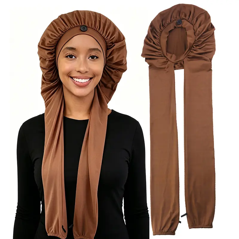 Women's Viral Long Braid Locs Bonnet Cap - Haircare Gift, Elastic Soft Stretch Hair Tube Sleeve, Button Design, 1-Size Extra Long Dreadlock Sleeping Wrap for Daily Lounge (Sports Headband Accessory), One Size