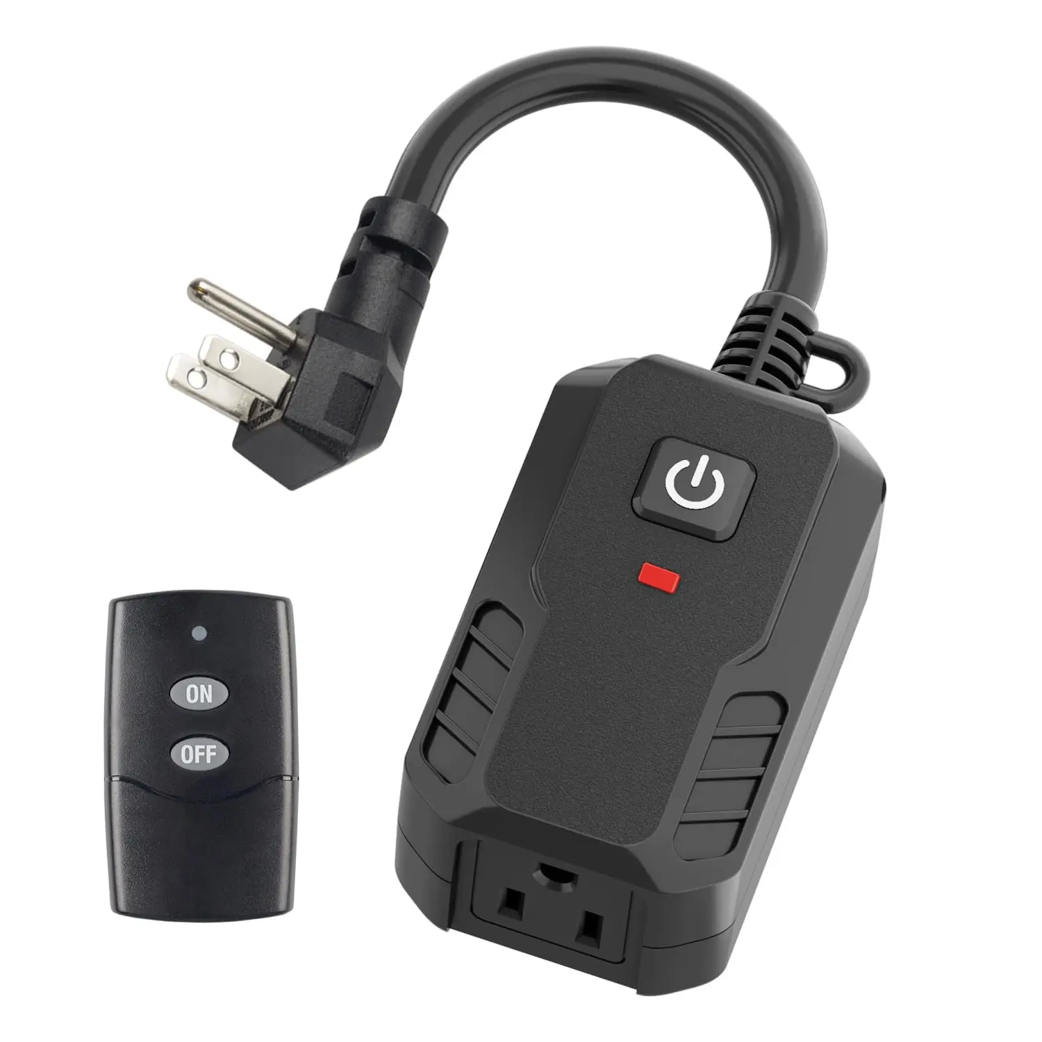 Remote Control Outlet  Light  Outdoor Indoor 3-Prong | Plug In  Off Outlet with Remote, 1  Outlet 1 Remote ( Included),6 Inch Cord, 100FT,15A/1875W, ETL Listed