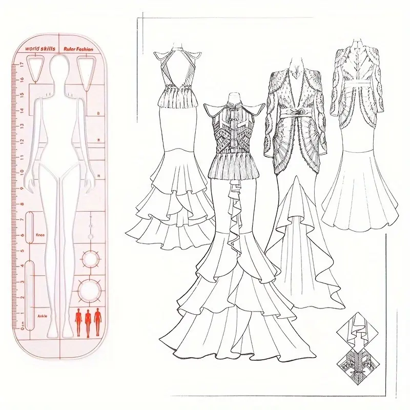 Fashion Tech Human Template Ruler, Skill Competition Version, Fashion Drawing Body Ruler, Dynamic Figure Sketching Tool, Clothing Design Aid