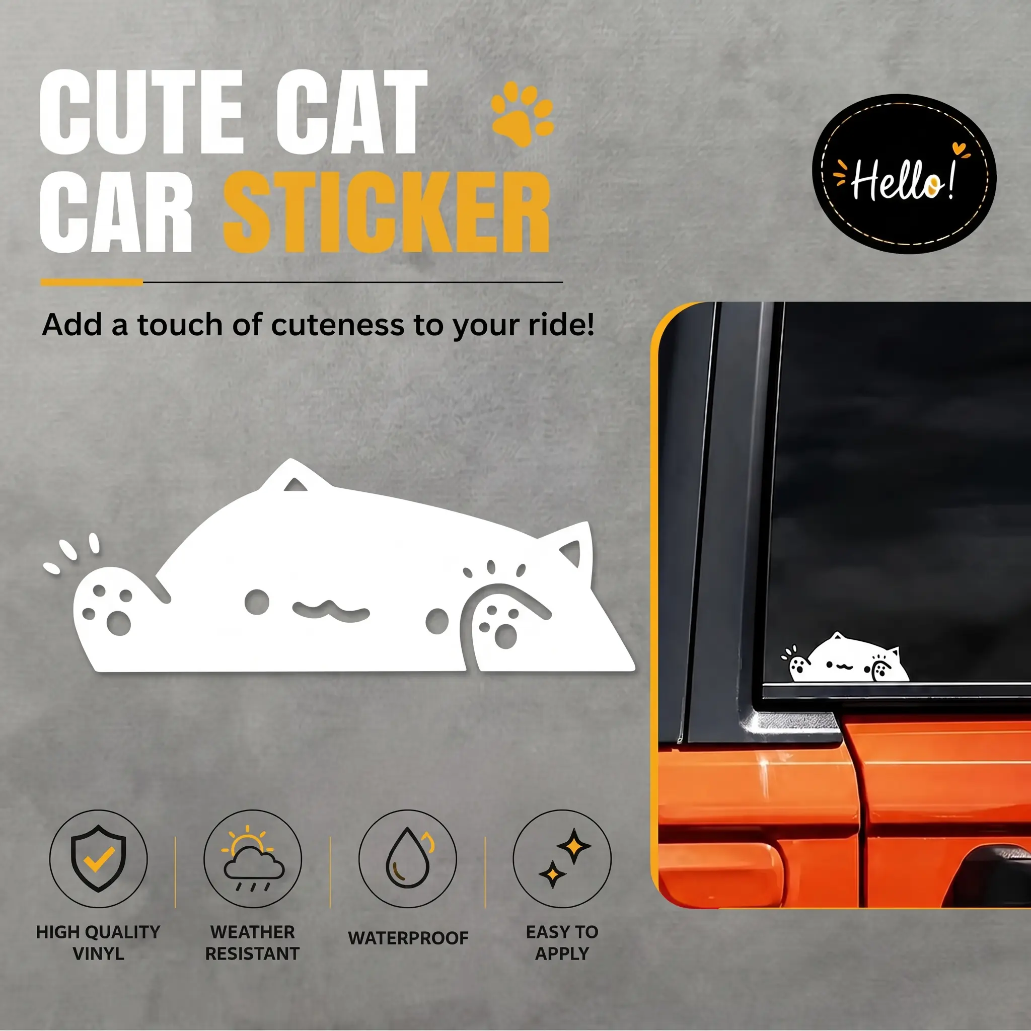 Car Stickers, Cute Cat Pattern Car Sticker for Body Window Decor, Universal Sticker for Car Truck Van Laptop Wall Decor, Vehicle Decoration-YY0